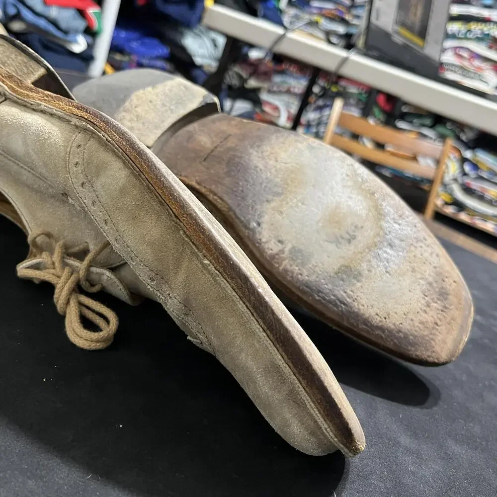 John Varvatos Suede Wingtip Shoes Mens Size 10.5 Beige Handmade Italy F1250L1